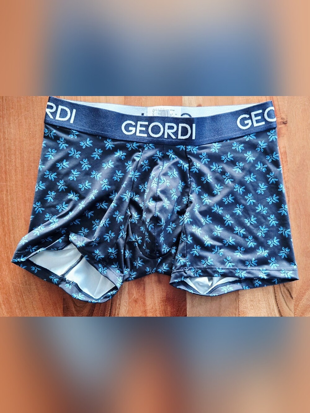 Geordi Men’s Boxer Briefs with Blue Floral Print